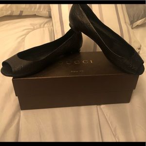 GUCCI SALANDIA PEEP TOE FLATS